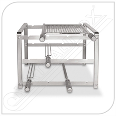 Giragrill Kit Suporte 1004 Premium em aço inoxidável para churrasqueira de alvenaria, com 3 espetos e capacidade para 12 a 20 pessoas. - KIT SUPORTE 1004 PREMIUM